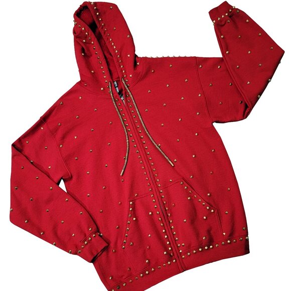 Bengal Tiger Studded Unisex Red Hoodie - Picture 1 of 7